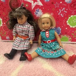 Two Miniature American Girl Dolls. Kit,Kittridge  And Samantha.