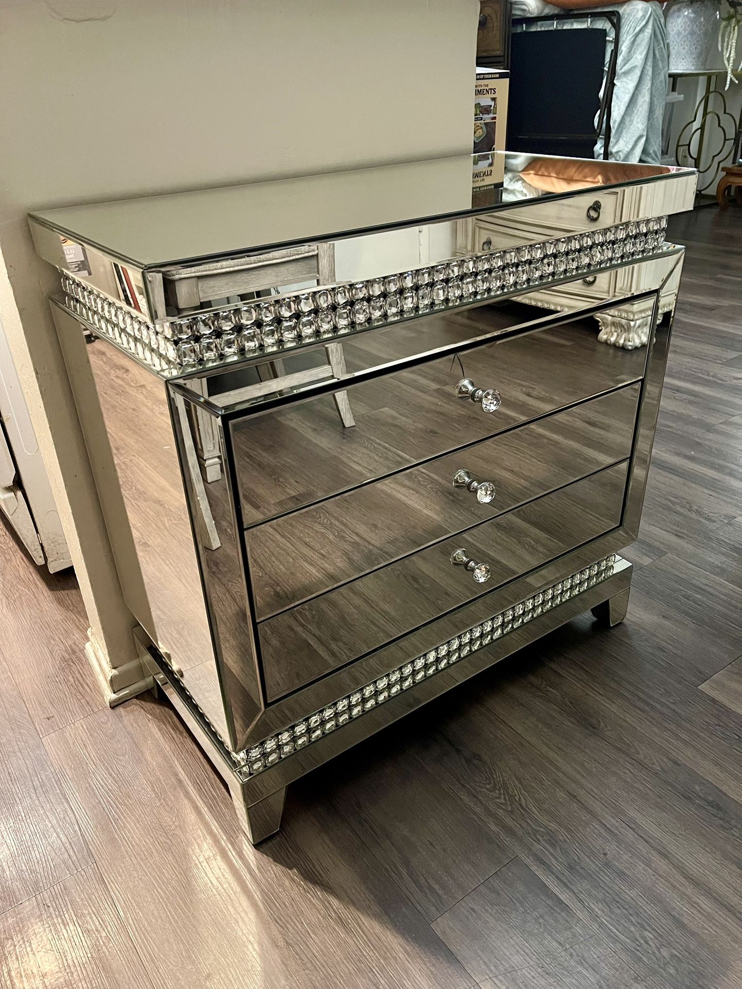 Two Glass Mirror Dressers, Nightstands Brand New! For Only $400