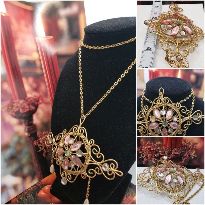 Gorgeous Filigree vintage Necklace This Rare piece is so beautiful the pendant Size is 5