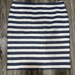Ann Taylor Navy Blue Stripe Pencil Skirt Petite Size 6 P