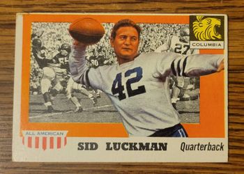 1951 Vintage football card (#85) featuring Hall of Fame quarterback Sid Luckman