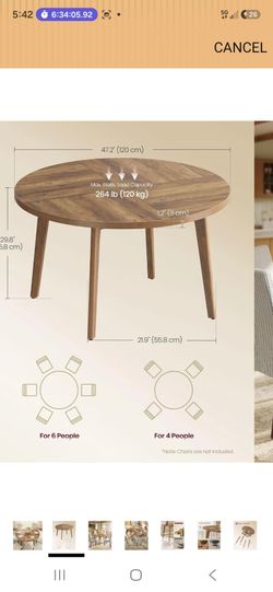 Round Wood Dining Table 47 Inch