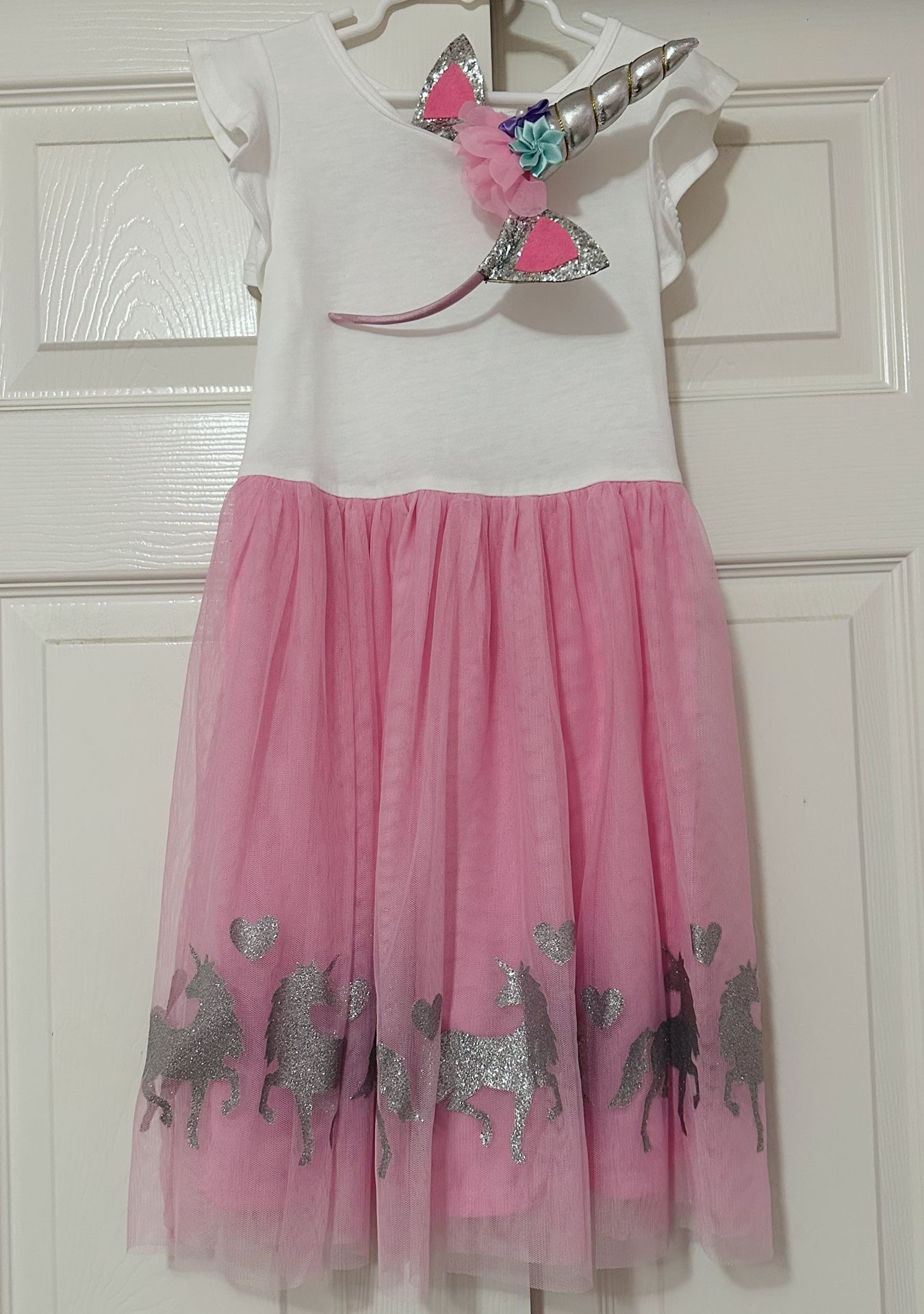 Girl Unicorn Dress with Headband 