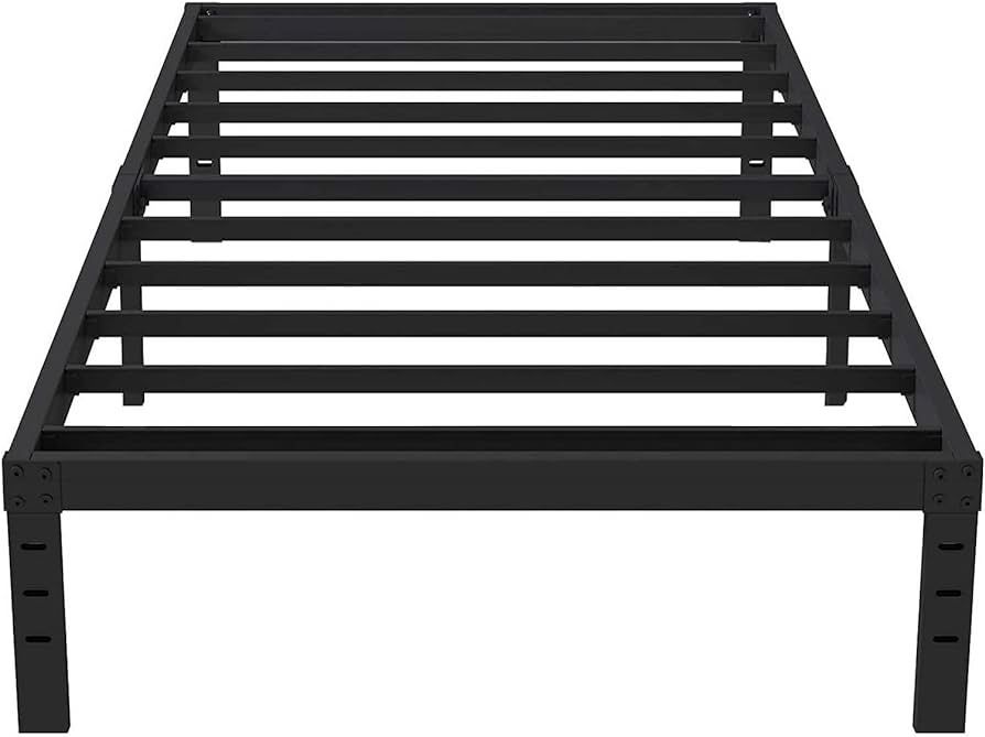 OmiNight 14 Inch Twin XL Bed Frame, Heavy Duty 3500 lbs Platform Bed Steel Slat Support No Box Spring Needed,Easy Assembly Noise Free-Black TXL 