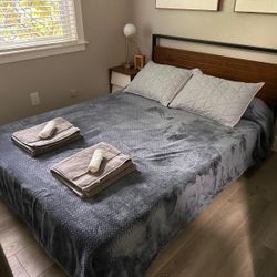 Queen Bed, Mattress (Lucid) + Bed Frame (Zinus)