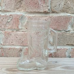 Vintage Cowboy Boot Glass Mug 