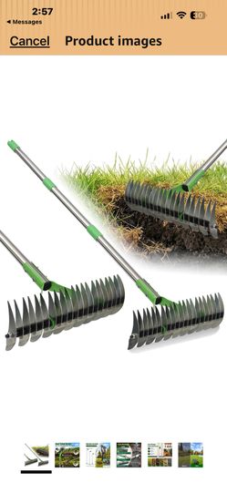 Thatch Rake for Lawn -13" Heavy Duty Dethatching Rake,Sharp Carbon Steel Tines, 2-in-1 Manual Dethatcher & Scarifier Rake for Dead Grass,Moss Removal,