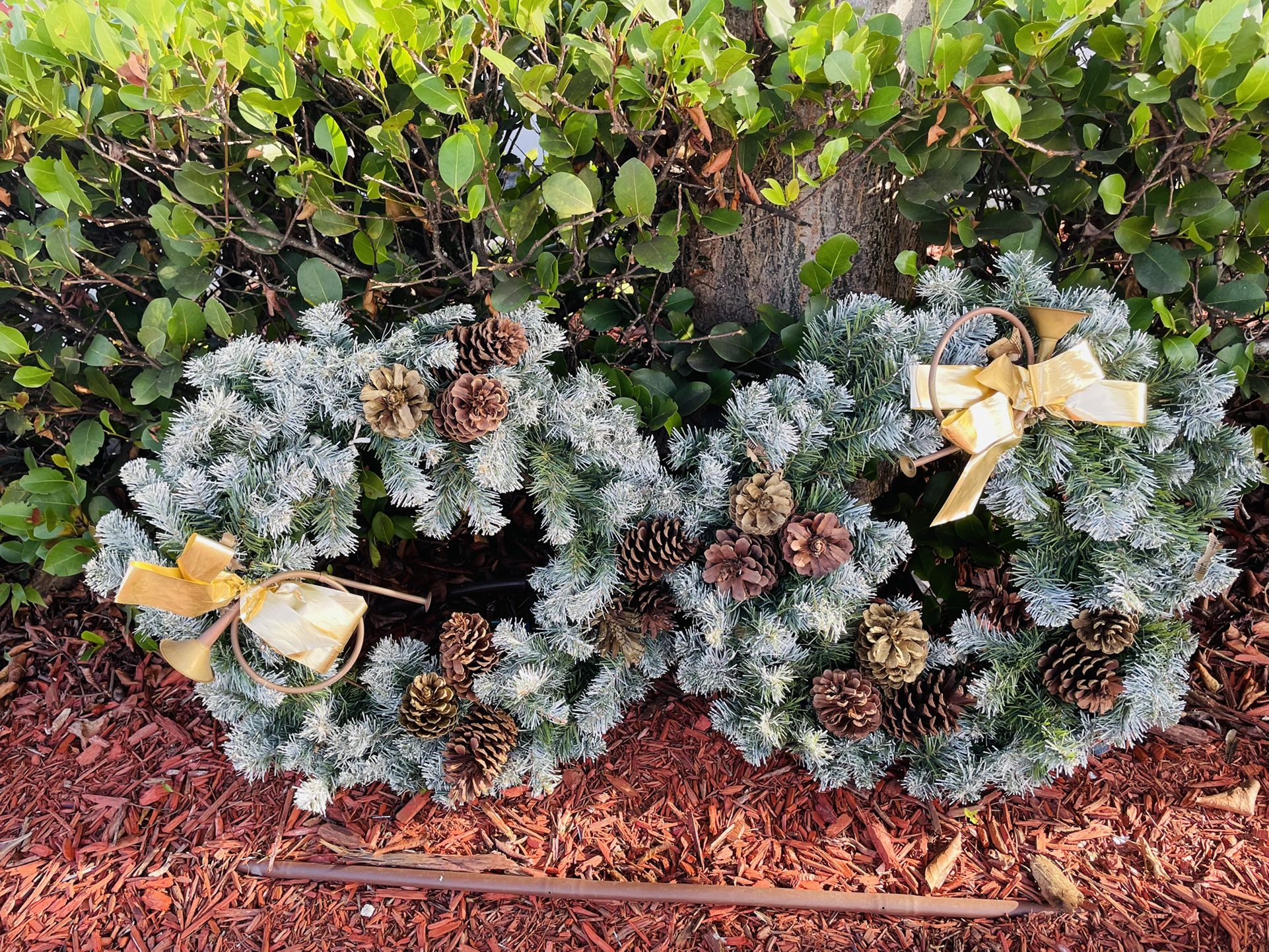 2 Snow Flocked Wreaths $50
