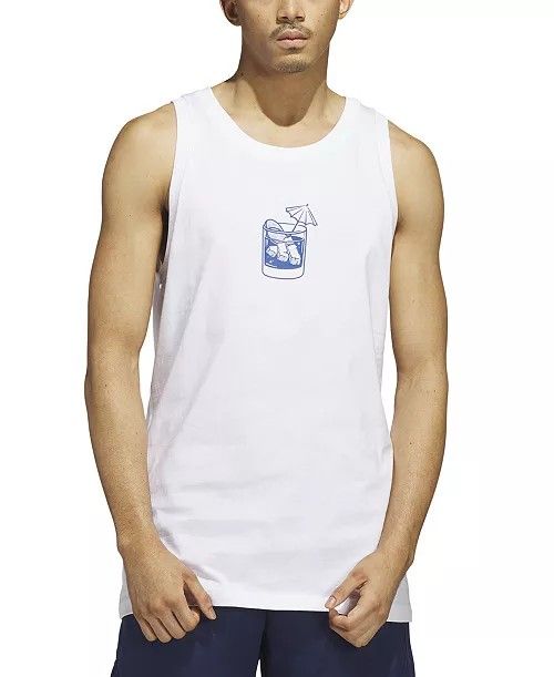 adidas Triple Regular-Fit Cocktail Graphic Tank Top White / Royal