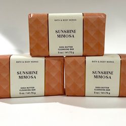 3 Bath & Body Works Shea Butter Cleansing Sunshine Mimosa Soap Bars 5 oz 