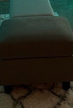 Grey Fabric Rectangular Ottoman