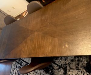 Patterned Acacia Wood 6 Seater Dining with Chairs
