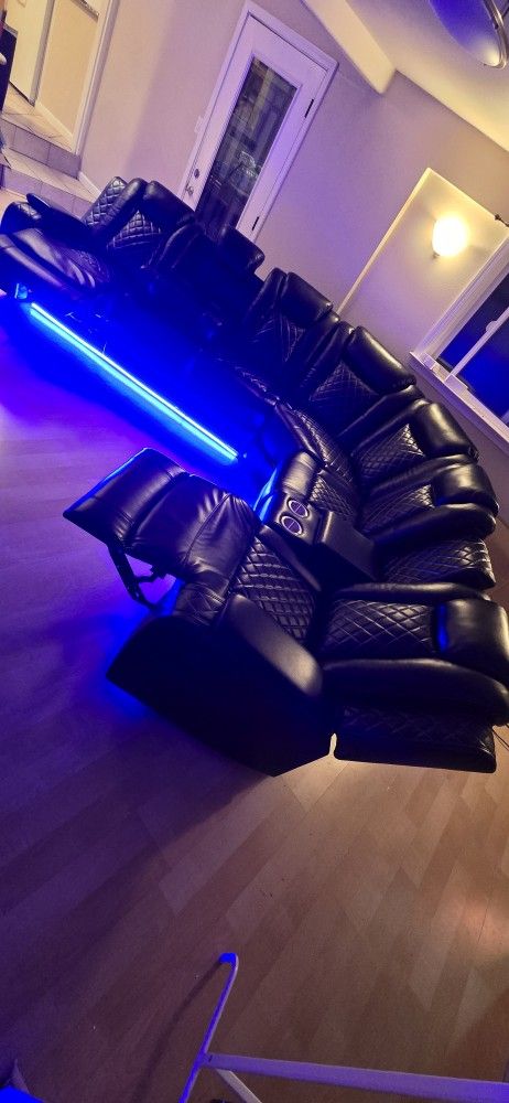Sectional Power Recliner W/ Led Lights