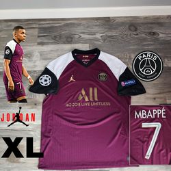 Jordan X PSG Mbappe 7 20/21 Third Bordeaux Jersey 