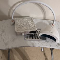 mesa para uñas, lámpara para uñas, luz media luna y colector de polvo de uñas acrílicas 