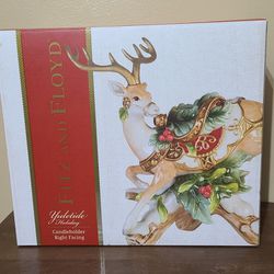 Fitz & Floyd Yultide Holiday Candle Holder Right Facing 