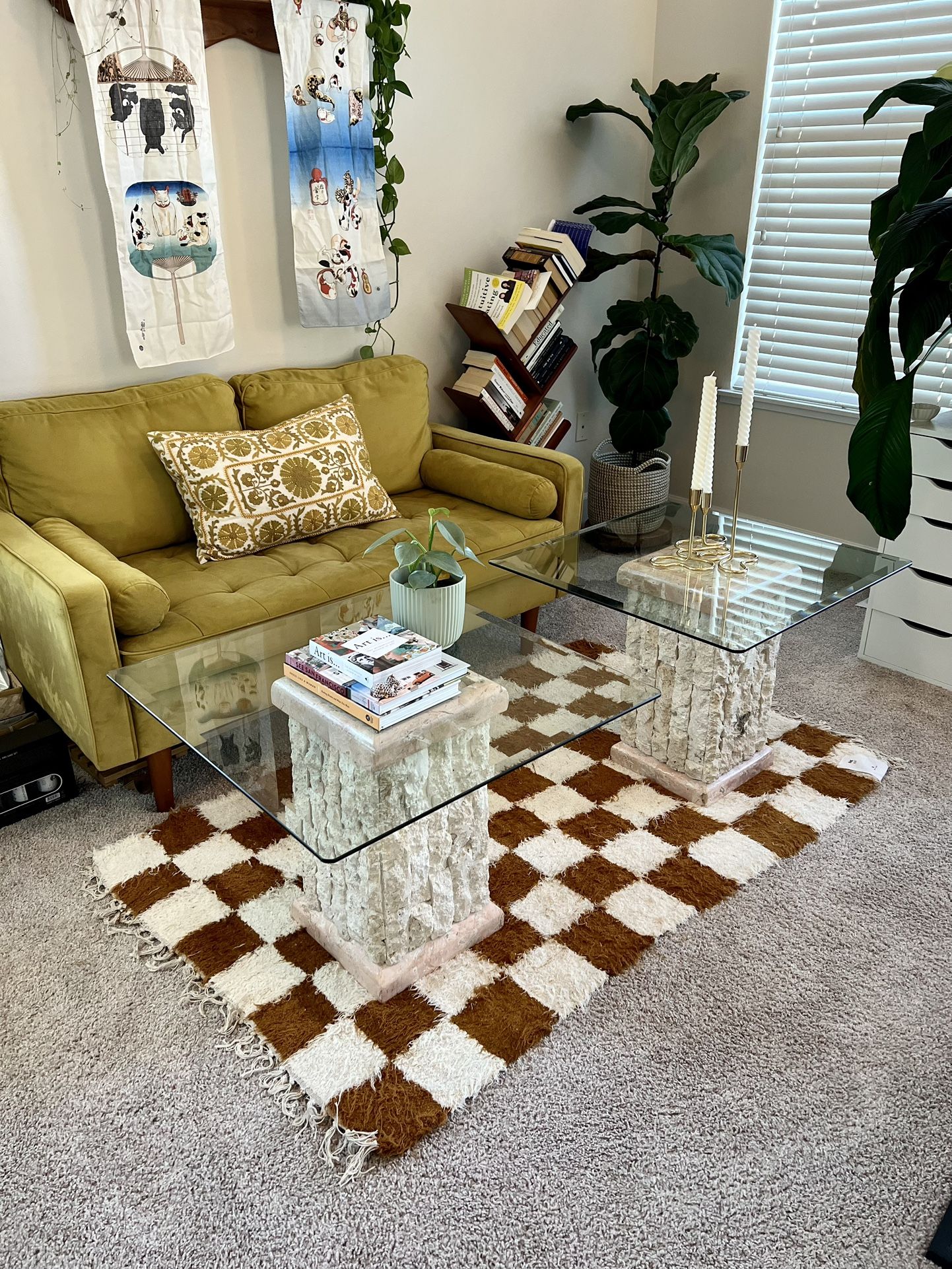 Vintage Glass And Plaster Coffee Tables