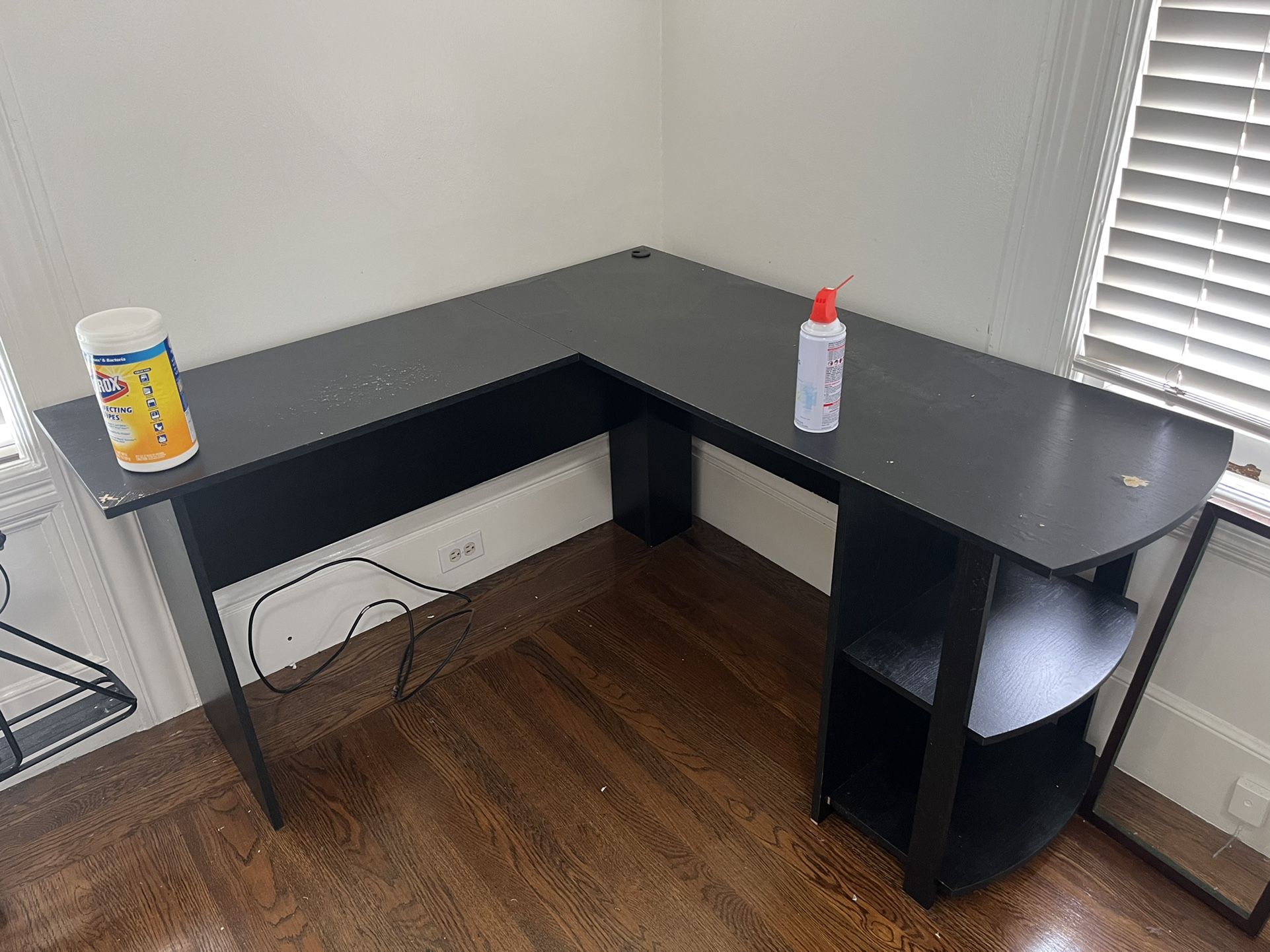 Corner Brown Wood Desk With Storage 