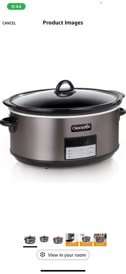 Crock-Pot Large 8-Quart Programmable Slow Cooker with Auto Warm Setting, Black Stainless Steel (Pack of 1) New - sealed
