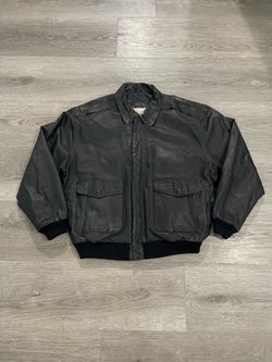 Vintage 1990s John Ashford Black Leather Bomber Men’s Jacket