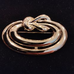 Vintage Silver Tone Metal Square Knot Brooch Pin