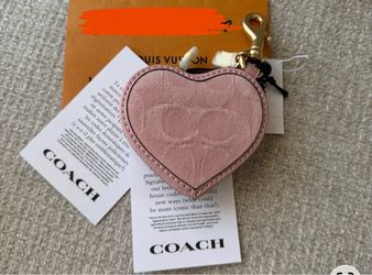 Coach Pink denim heart charm