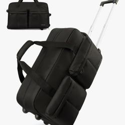 BAGSMART 42L Rolling Duffle Bag with Wheels, Carry On Bag Duffel Bag for Travel, Wet Pocket Duffle Bag with Wheels and Handle, Black