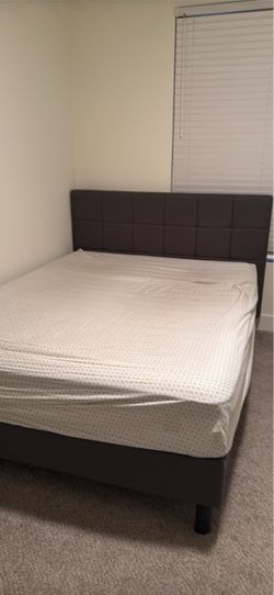 Queen Bed Frame with Tufted Headboard and Bed