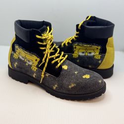 Spongebob Squarepants Paint Splatter Boots Black & Yellow Men's Size 11