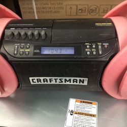 USED IN GARAGE FOR EVER. CD AND CASSETTE PLAYER WITH 14.4 Volt Battery Charger 