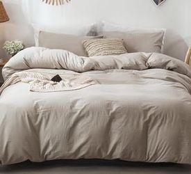 STILL IN PACKAGING | King Size Beige Duvet Comforter COVER & Pillowcases | 100% Cotton