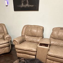 2 Matching Tan Leather Couches