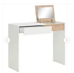 Vanity desk with flip mirror