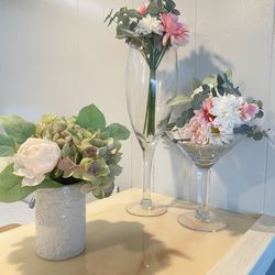 Oversized Champagne, And Martini Glass With Flowers