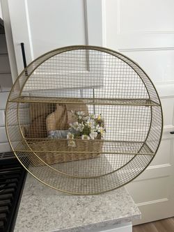 Large gold metal wall shelf $20