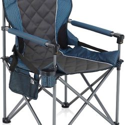 ALPHA CAMP Oversized Camping Folding Chair Padded Hard Arm Chair