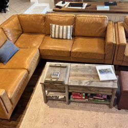Albany Park Vegan Leather Sectional And Armchair 
