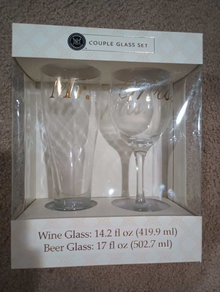 Couple Glass Set Wedding 