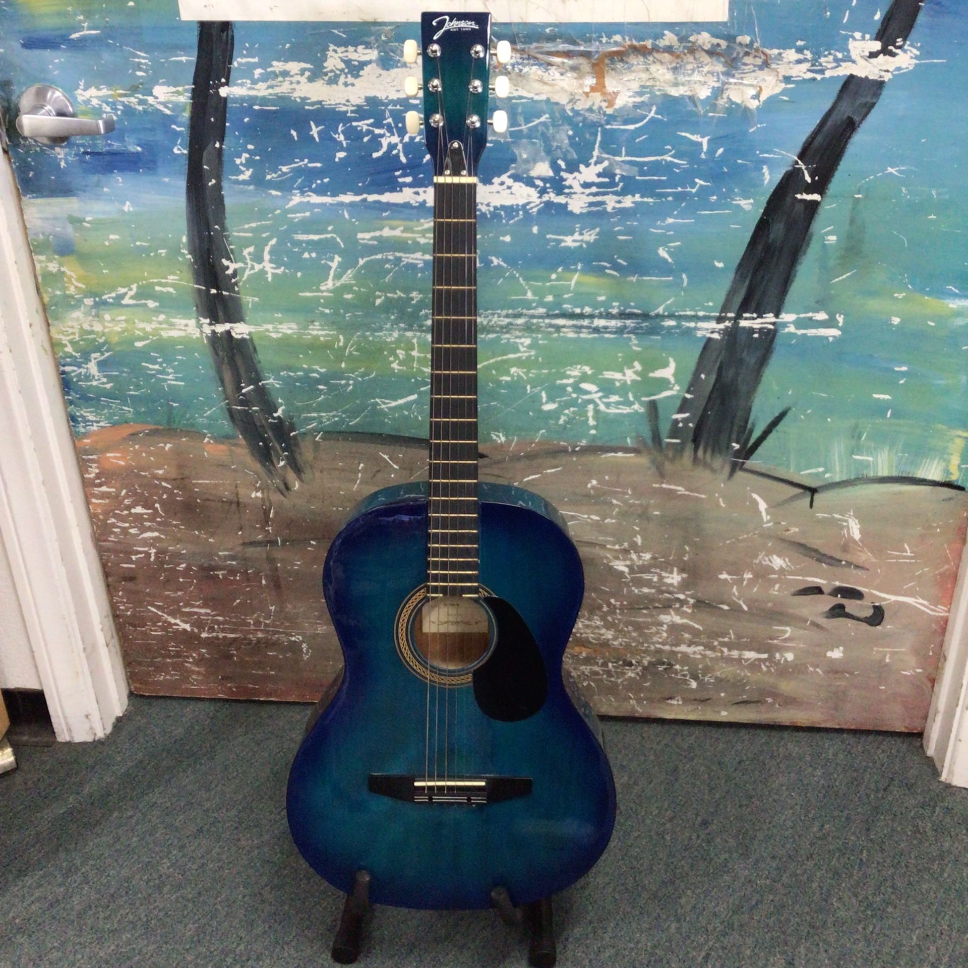 Johnson JG-100-BL 6-String Acoustic Guitar, Blue Burst