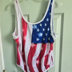 Gold Rush American Flag Bodysuit Size Medium New With Tag Attached Retails For $24.00