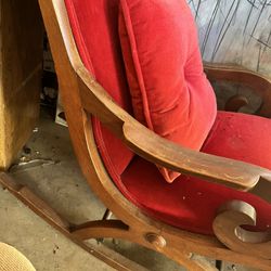 Curved wood velvet rocker