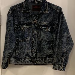 ROLLING STONES DENIM BIKER JACKET ORIGINAL DISTRESSED DENIM ADULT SMALL