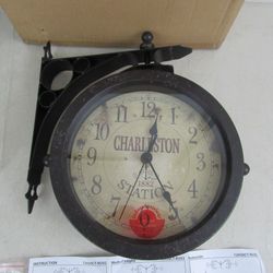 The Charleston Indoor/Outdoor Double-Sided Clock/Thermometer-New


