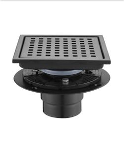 Lavern 6 in. Square Shower Floor Drain, Matte Black