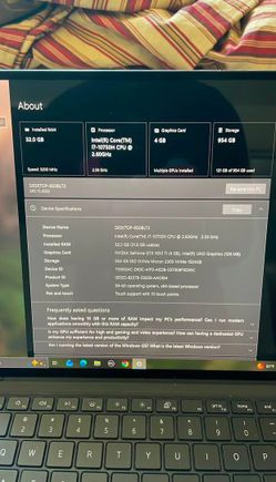 Dell XPS 15 9500 32gb ram 1TB-NVIDIA GeForce GTX 1650 Ti (4 GB)