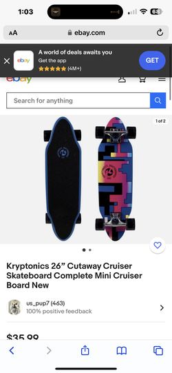 Kryptonics 26" Cutaway Cruiser Skateboard Complete Mini Cruiser Board 