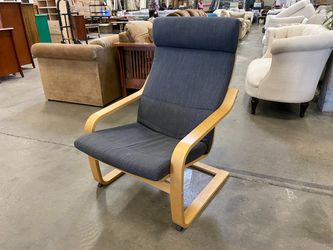 IKEA Poang Light Wood Rocking Lounger with Heathered Navy Cushion