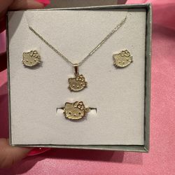 14k Gold Hello Kitty Set