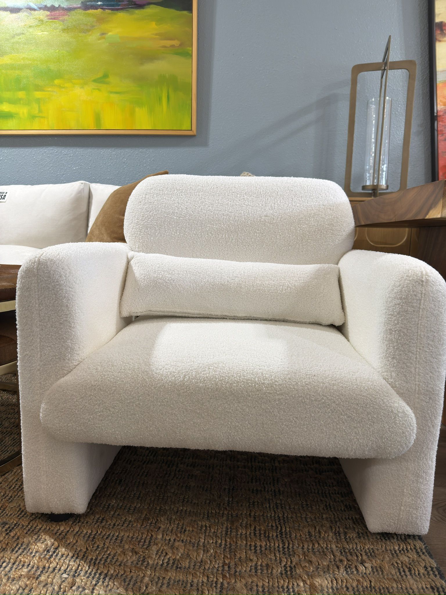 Set Of Two Brand New Accent Chairs . Performance Fabric Boucle.