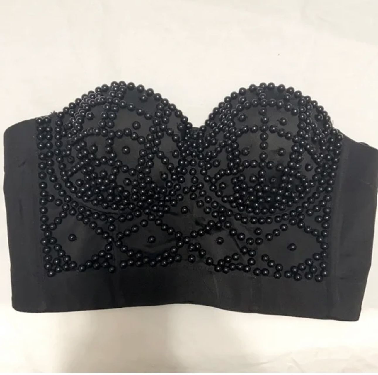 Pearled black crop top XS/Small